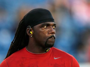 The Associated Press reported Saturday, March 16, 2013, that Donte' Stallworth, a free agent with the NFL was hospitalized with serious burns after the hot air balloon carrying him and two other people crashed into power lines. (Getty Images files)