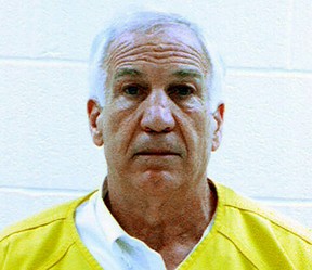Former Penn State University assistant football coach Jerry Sandusky was convicted on June 22, 2012, of sexually assaulting 10 boys over 15 years. A U.S. jury convicted Sandusky on 45 of 48 counts in a child sex abuse case that shocked the nation and rocked the university. NBC says he will appear on the Today Show on Monday. (AFP PHOTO/Centre County Correctional Facility/AFP/GettyImages)
