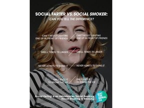 A new public awareness campaign from the Ontario Ministry of Health is cheekily comparing a casual cigarette in social situations to flatulence.