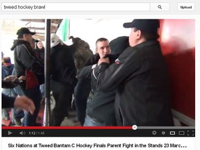 An online video that captured a brawl in the stands of a minor hockey game in the small Ontario community of Tweed has caught the attention of provincial police. The video, posted on YouTube Sunday afternoon by YouTube user Jane Hockeyfan shows adults taunting each other until the crowd erupts in a massive fist fight. THE CANADIAN PRESS/HO-YouTube-Jane Hockeyfan