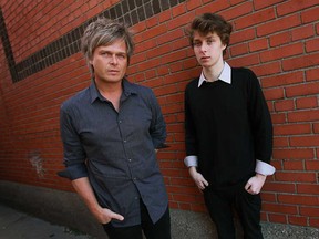 Jeff Burrows, left, and  Nicholas Burrows are photographed in Windsor on Wednesday, March 14, 2013.  The son of Tea Party's Jeff Burrows, Nicholas, is also a drummer and has his own alternative rock band, The Indecent.                      (TYLER BROWNBRIDGE/The Windsor Star)