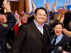 Dan Aykroyd was in Ottawa to shoot scenes for a short promotional film about the city’s film talent, March 16, 2013. Here he shares a scene with Sally Clelford, actor and president of the Ottawa chapter of ACTRA, Canada’s actors’ union, and other area actors. (Photo courtesy Dominique Binoist)