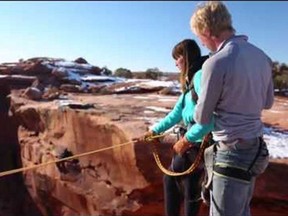 It's never wise to push your girlfriend ... figuratively or literally. "TODAY" featured a crazy viral video of a guy pushing his girlfriend off a cliff while attached to a 400-foot rope swing. During her fall she screams, "I'm breaking up with you!" to the guilty boyfriend ... who laughs hysterically. It was caught on camera by all-star YouTuber Devin Graham, who has quite the online following. The cliff-jumping girlfriend and her pushy boyfriend are friends and regular stars of his popular videos.(Screengrab)