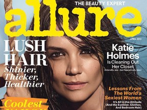 This magazine cover image released by Allure shows actress Katie Holmes on the cover of the April 2013 issue. (AP Photo/Allure)