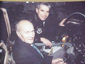 Janusz Zurakowski in the cockpit of a CF-18 with test pilot Maj. Tim Hill at CFB Cold Lake. (Postmedia News files)