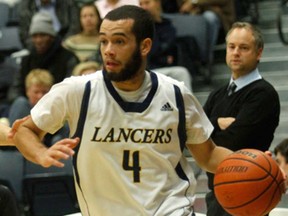 Lancers guard Josh Collins was hurt in Saturday's 78-64 loss to Lakehead in the OUA bronze-medal game in Toronto.