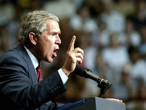 File: U.S. President George W. Bush speaks at a rally at New Mexico State University in Las Cruces, New Mexico 24 August 2002.(AFP files)