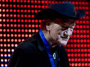 Canadian music legend Stompin` Tom Connors receives the Lifetime Achievement Award at the 20th Annual SOCAN Awards gala in Toronto Monday, November 23, 2009. Canadian country-folk legend Stompin' Tom Connors, whose toe-tapping musical spirit and fierce patriotism established him as one of Canada's strongest cultural icons, has died. He was 77. THE CANADIAN PRESS/Darren Calabrese