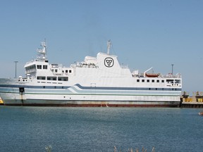 The Jiimaan ferry sits at the Pelee Island, Ont. dock in this 2012 file photo. (DAN JANISSE/The Windsor Star)