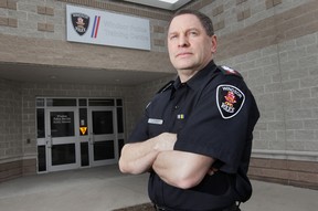 Windsor Police Staff Sgt. Geoff Dunmore poses Thursday, March 28, 2013, at the department's training facility in Windsor, Ont. For story on police work stress. (DAN JANISSE/The Windsor Star)