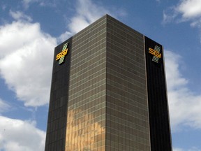 The SGI headquarters office tower spirals into the blue Saskatchewan sky in Regina on June 3, 2009. (Postmedia News files)