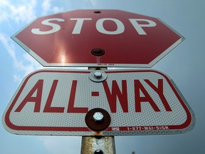 It's time to review the need for all-way stop signs. (TYLER BROWNBRIDGE / The Windsor Star)