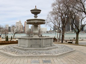 The Udine Fountain in Dieppe Gardens sits near the foot of Riverside Drive and Ouellette Avenue on the downtown Windsor riverfront. Mar. 27, 2013. (Dylan Kristy / The Windsor Star)