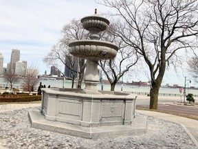 The Udine Fountain in Dieppe Gardens on the downtown Windsor riverfront is shown on Mar. 27, 2013. (Dylan Kristy / The Windsor Star)