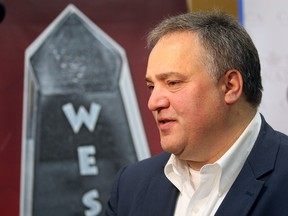 Dominic Papa, founder of the Windsor Essex County Sports Persons of the Year Awards (WESPY) speaks during a media conference Monday, Feb. 13, 2012, at the Riverside Sports Centre in Windsor, Ont. (DAN JANISSE/The Windsor Star)