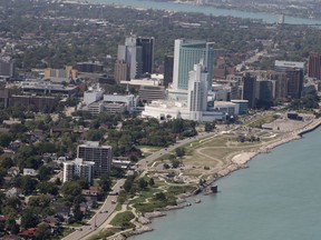 An aerial image of Windsor's downtown riverfront is shown in this August 2012 file photo. (Dan Janisse / The Windsor Star)