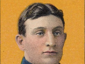 A rare T206 Honus Wagner baseball card, originally released by the American Tobacco Co., sold for $2,105,770.50 in an online sale, Goldin Auctions said Saturday, April 6, 2013. A T206 Wagner baseball card sold for $2.8 million through an auction in 2007, setting a world record price for a baseball card.
Source: SCP Auctions via Bloomberg News