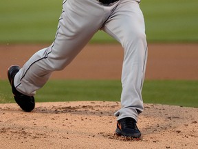 Detroit's Max Scherzer throws a pitch against the Oakland Athletics in the first inning in Oakland. (Photo by Thearon W. Henderson/Getty Images)