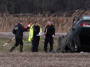 S.I.U. investigators at the scene of a fatal accident on Manning Road, just north of Walls Road Thursday April 17, 2013. (NICK BRANCACCIO/The Windsor Star)