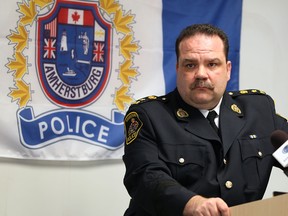 Amherstburg Police Chief Tim Berthiaume announces Amherstburg police will be wearing body-worn video cameras while attending calls, Friday April 19, 2013. (NICK BRANCACCIO/The Windsor Star)