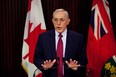 Liberal Energy Minister Bob Chiarelli takes questions from the media following Ontario auditor general Jim McCarter's press conference at Queen's Park in Toronto about the cancellation of the Mississauga power plant, on Monday, April 15, 2013.  (THE CANADIAN PRESS/Matthew Sherwood)