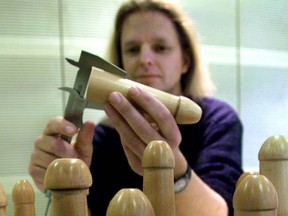 A researcher measures a model of a penis in Cologne, Germany in a Nov.7, 2000 file photo. Science has spoken and, yes, gentlemen, size does matter.A newly published study by a University of Ottawa researcher has concluded penis length exerts a measurable sway on females evaluating potential sexual partners.THE CANADIAN PRESS/AP-Roland Weihrauch