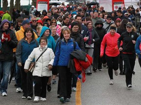 People participate in the Run for Rocky at Dieppe Gardens in Windsor, Ont., Sunday, April 14, 2013.  The money raised from the Run for Rocky will help fund educational programs in partnership with gay and straight alliances in local schools.  (DAX MELMER/The Windsor Star)