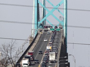 Traffic on the Ambassador Bridge is shown in this March 2013 file photo. (Dax Melmer / The Windsor Star)