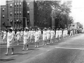 The traditional parade of young nurses dressed in their immaculate uniforms was made Sunday, June 6, 1965 along University Avenue, from Grace hospital to the Salvation Army Citadel. The nurses graduated Friday night at special ceremonies held at Cleary Auditorium. Pictured are the new graduates along with the Salvation Army Band and hospital staff who joined in the parade. (FILES/The Windsor Star)