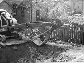Work is well under way on the new heating plant for Grace Hospital, which is a vital part of the hospital's general improvement program, including a nurses' residence. Top view above is that of the excavation now well advanced on Oak Avenue on April 30, 1952. The houses immediately behind the power shovel will be removed to make way for the new building. (FILES/The Windsor Star)