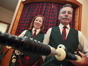Barbara Dewar and George Kay of The Scottish Society of Windsor Pipe Band are photographed during Tartan Day celebrations at the Scottish Club of Windsor Saturday, April 13, 2013. (KRISTIE PEARCE//The Windsor Star)