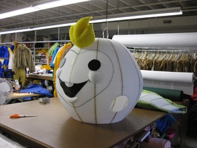 Sport, the mascot for the 2013 International Children's Games, is shown during his creation at Sugar's Mascot Costumes in Toronto.