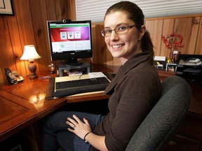 Sherri Wheeler, president of Avinus.com, at her Lasalle home where she runs the business.  (DAN JANISSE/The Windsor Star)