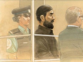 Raed Jaser appears in court in Toronto on Tuesday in this artist's sketch.   THE CANADIAN PRESS/John Mantha