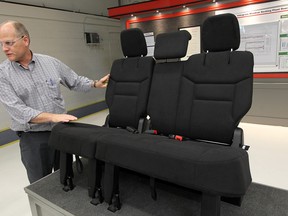 General manager Mike Magri shows off some finished seats at Magna's Integram plant in Tecumseh on Wednesday, May 29, 2013. The plant supplies seats for Chrysler minivans and foam for several other vehicles. (TYLER BROWNBRIDGE/The Windsor Star)