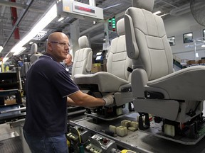 Seats are assembled at Magna's Integram plant in Tecumseh in this May 2013 file photo.  (TYLER BROWNBRIDGE/The Windsor Star)