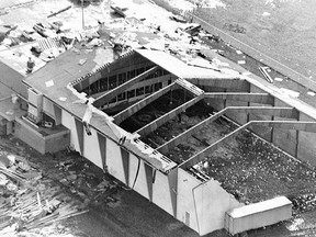 The remains of the Windsor Curling Club after the tornado of April 3, 1974, are shown in this archival image. (Archives / The Windsor Star)