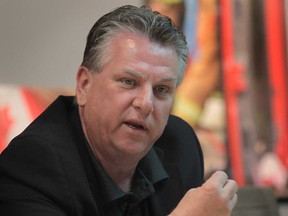 Ken Lewenza, national president of the Canadian Auto Workers union, speaks to members of the Windsor Star editorial board Monday, May 6, 2013. (DAN JANISSE/The Windsor Star)