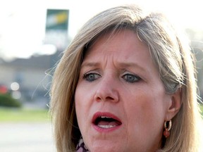 Ontario NDP Leader Andrea Horwath addresses media while in Belle River for a consultation visit to talk to residents about the provincial budget on Saturday, May 4, 2013. (REBECCA WRIGHT/ The Windsor Star)