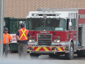 Windsor Fire Dept. are shown at the South West Detention Centre responding to an industrial accident, Tuesday, May 28, 2013, in Windsor, Ont. A man suffered electrical burns. (DAN JANISSE/The Windsor Star)