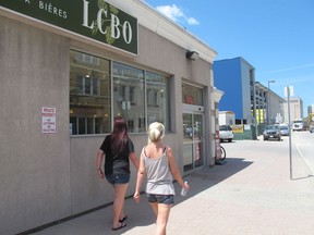 Patrons arrive at the LCBO store in downtown Windsor. Most said they were unfazed by potential strike action. (Emma Loop/The Windsor Star)