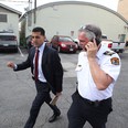 Windsor Mayor Eddie Francis and Windsor Fire Services Chief Fire Prevention Officer Lee Tome leave Emergency Command Centre and head toward a press conference at Main Branch of Windsor Public Library Tuesday May 21, 2013. (NICK BRANCACCIO/The Windsor Star)