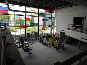 Multi-coloured glass units have been installed in the main lobby area of Windsor Family Aquatic Centre MAY 31, 2013.  (NICK BRANCACCIO/The Windsor Star)