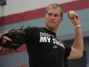Yankees prospect Evan Rutckyj of Windsor works out at the Riverside Baseball Complex. (JASON KRYK/The Windsor Star)
