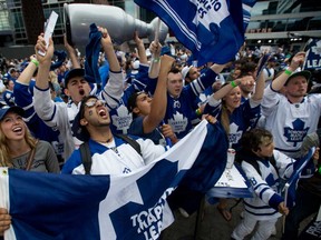 Leafs fans cheer before the start of  Game 4 of the NHL Eastern quarter-final between the Toronto Maple Leafs and the Boston Bruins at Air Canada Centre Toronto May 8, 2013. (Tyler Anderson/National Post)