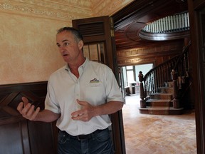 Vern Myslichuk, owner of BetterMade Cabinets and the Low/Martin house, shows off some of the work that has been completed at the home in Windsor on Thursday, May 23, 2013. People will once again get a chance to see the work in progress when the doors are opened to the public for a fundraising event.                       (TYLER BROWNBRIDGE/The Windsor Star)