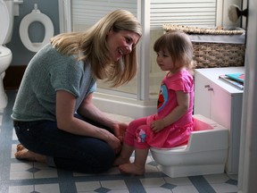Mom Sara Fontaine says her two-year-old daughter Ava has become comfortable with her own personal potty at a very young age. (NICK BRANCACCIO / The Windsor Star)