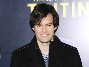 This Dec. 11, 2011 file photo shows actor Bill Hader attends the premiere of "The Adventures of Tintin" in New York. Hader is leaving "Saturday Night Live" after an eight-year run. His spokesman confirms the 34-year-old comedian will depart "SNL" after this weekend's season finale. (AP Photo/Evan Agostini, file)