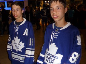 Connor and Aidan McCandless and the Maple Leafs game May 8, 2013. Courtesy of Rachelle McCandless