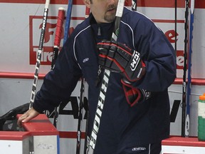 Spitfires coach Bob Jones runs a practice at the WFCU Centre in 2011. (DAN JANISSE/The Windsor Star)